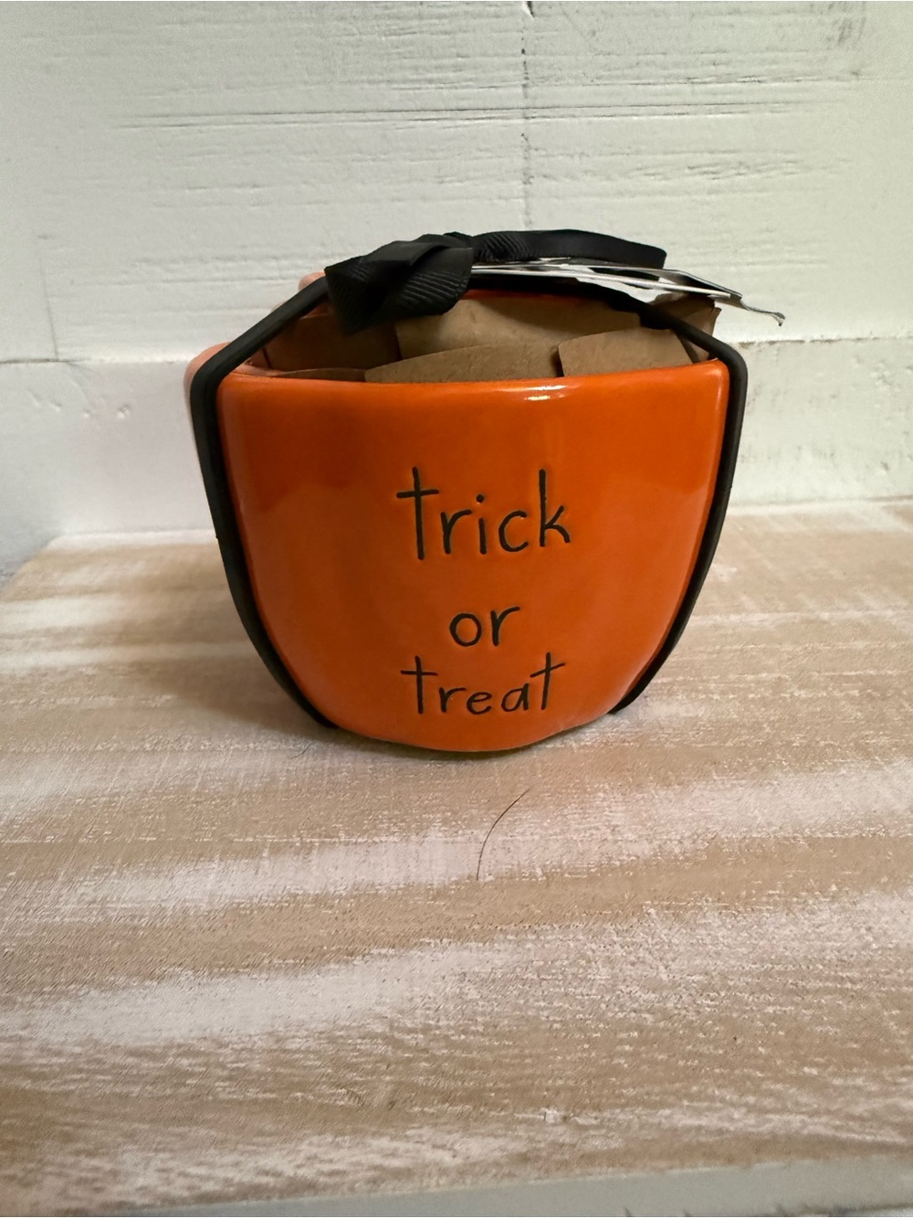Rae Dunn Orange Ceramic 'Trick or Treat' Halloween measuring cups